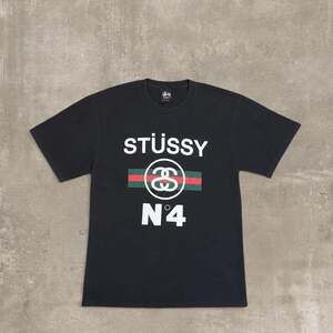 Stussy No 4 Logo Graphic T Shirt Black